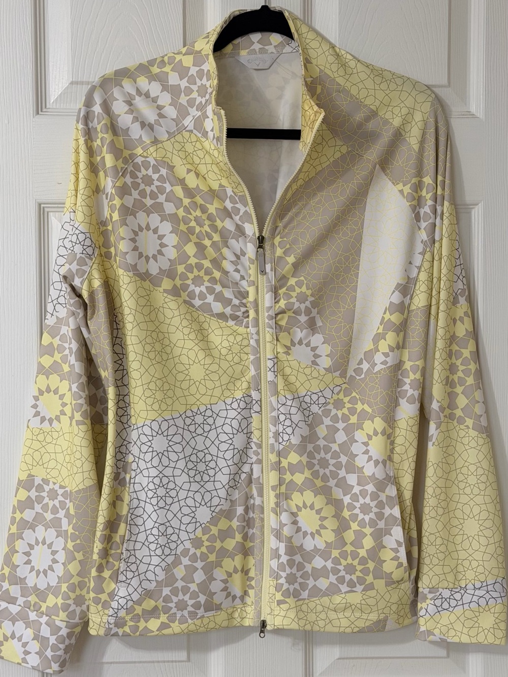 Callaway Yellow Cream Geometric Zip Utility Jacket